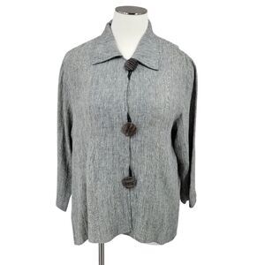 Caroline Rose Linen Poetry Arsty Top Blouse Women's Plus Size 1X Vintage